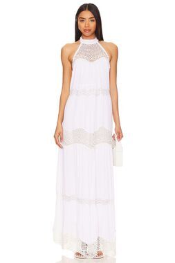 NWT $298 REVOLVE WOMEN'S SIZE XS TULAROSA WHITE EMILY EYELET HALTER MAXI DRESS